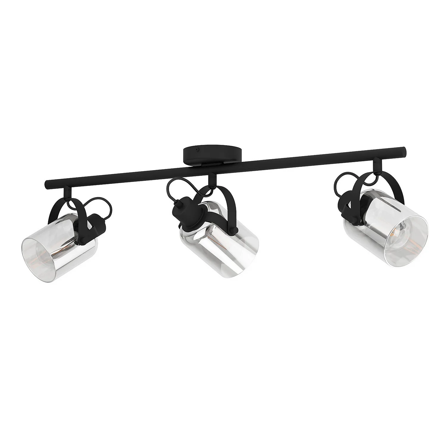 Eglo Berregas 3 Lamp Spotlight - Black & Transparent 4 Eglo Berregas 3 Lamp Spotlight - Black & Transparent - Image 2