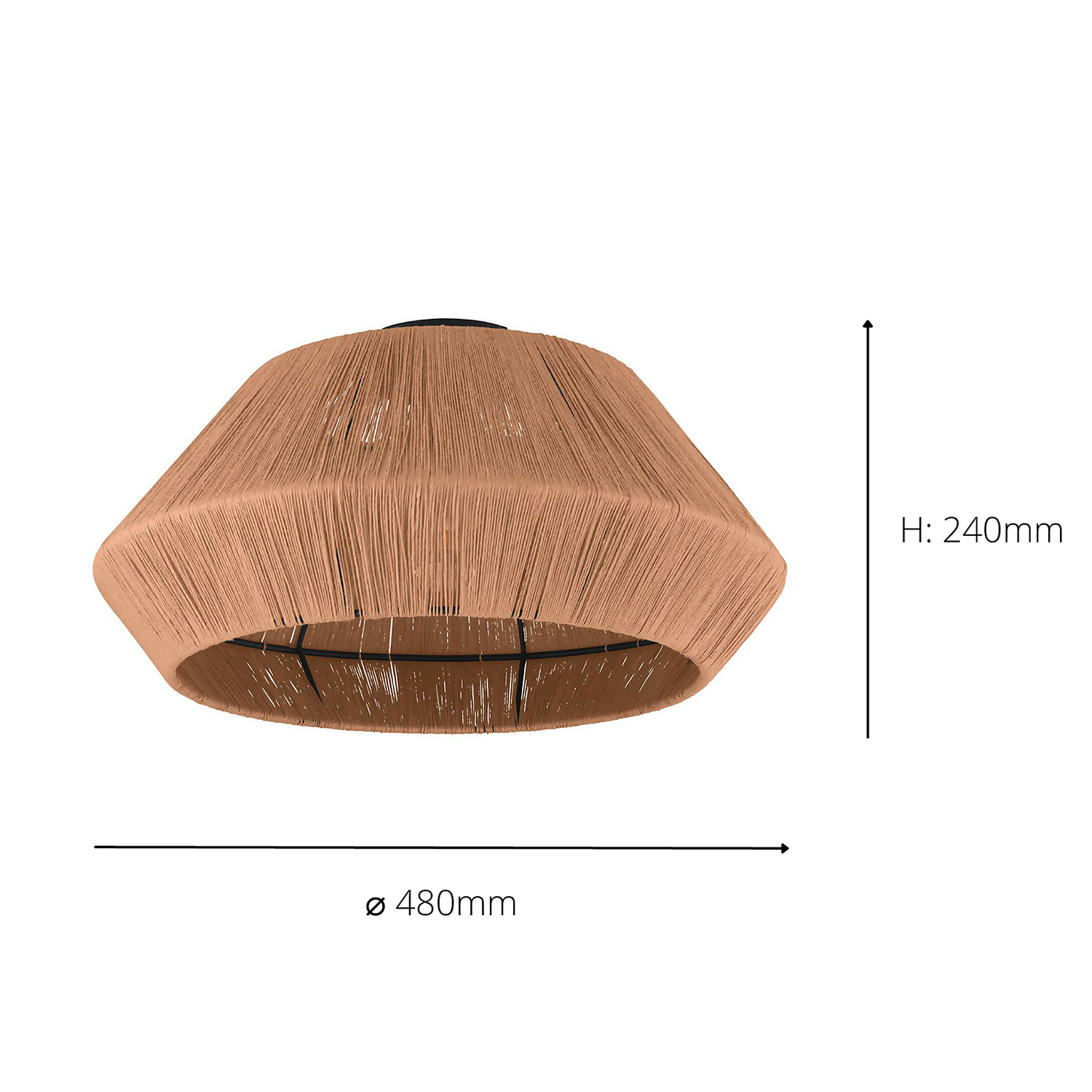 Eglo Alderney Flush Ceiling Light - Black & Natural 7 Eglo Alderney Flush Ceiling Light - Black & Natural - Image 5