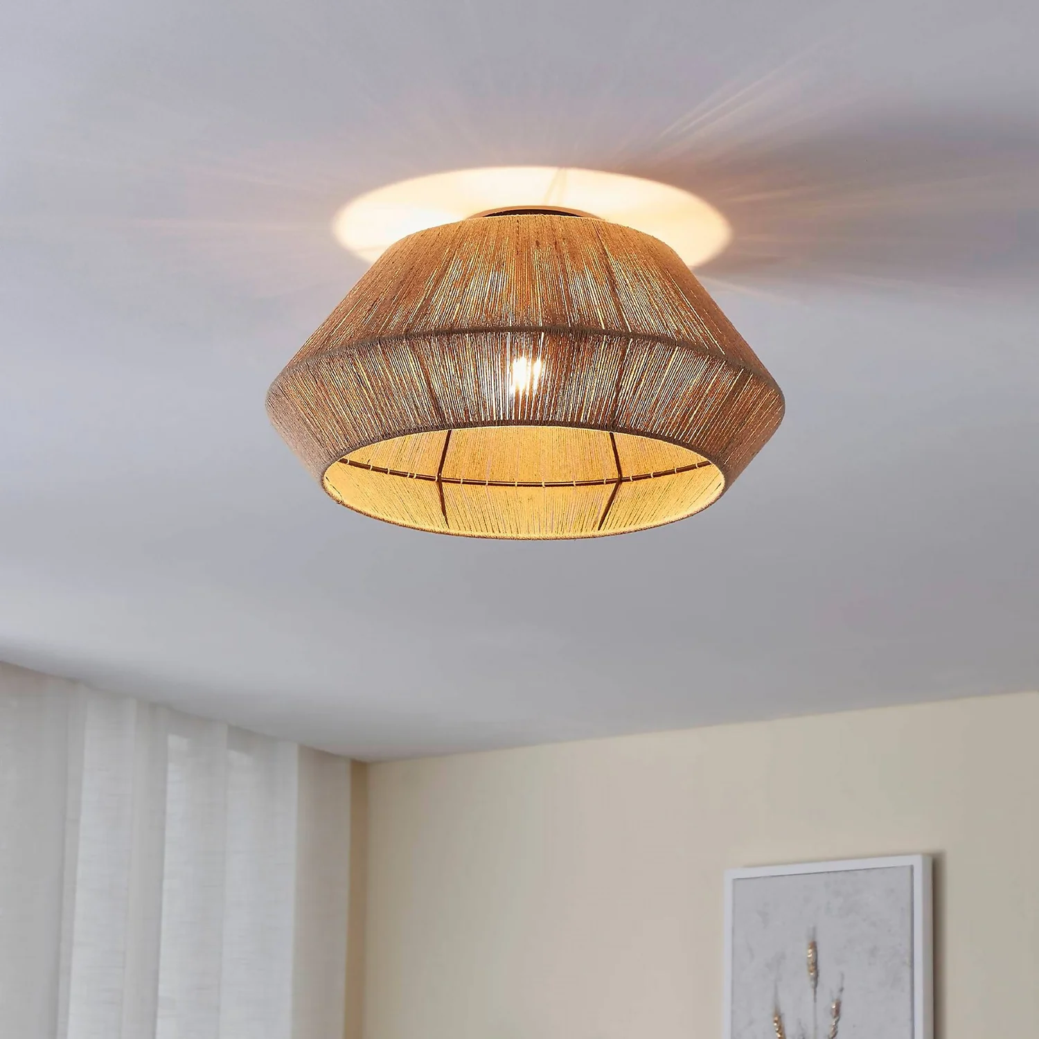 Eglo Alderney Flush Ceiling Light - Black & Natural 3 Eglo Alderney Flush Ceiling Light - Black & Natural