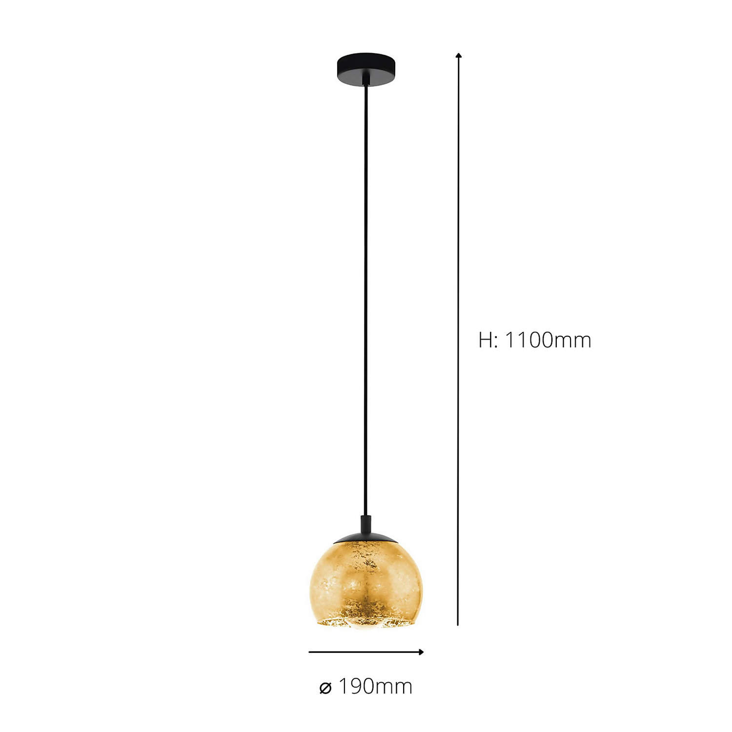 Eglo Albaraccin Pendant Ceiling Light - Black & Gold 6 Eglo Albaraccin Pendant Ceiling Light - Black & Gold - Image 4