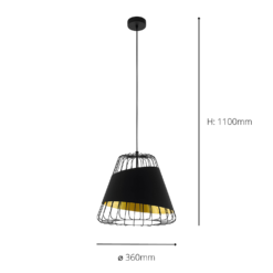 Eglo Austell Pendant Ceiling Light - Black & Gold 9 Eglo Austell Pendant Ceiling Light - Black & Gold -Chic Lighting Store 14302951 1145038223122290