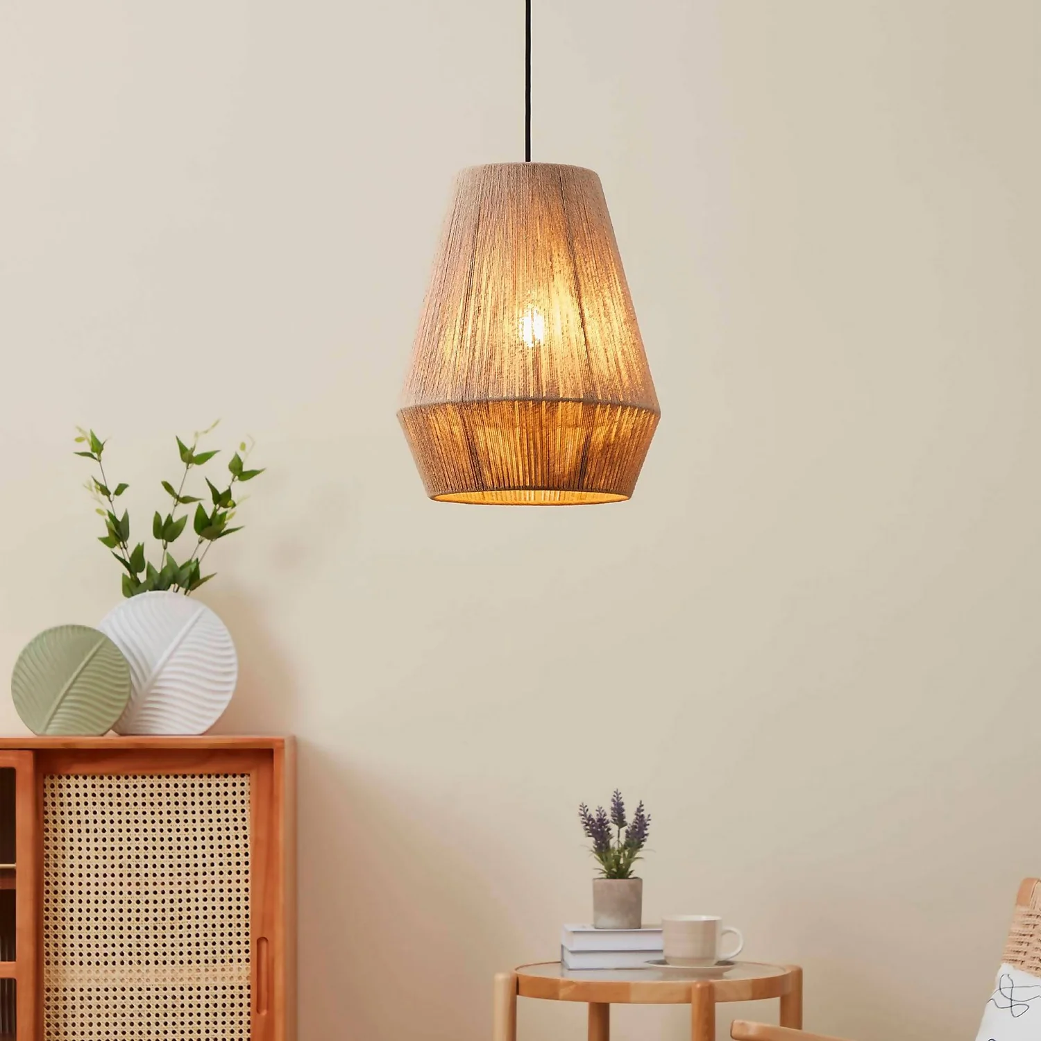 Eglo Alderney Pendant Ceiling Light - Black & Natural 3 Eglo Alderney Pendant Ceiling Light - Black & Natural
