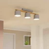 Eglo Mariel 3 Lamp Flush Ceiling Light - Grey & Wood -Chic Lighting Store 14302955 1775038224233337