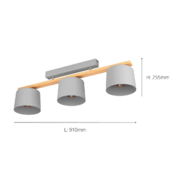 Eglo Mariel 3 Lamp Flush Ceiling Light - Grey & Wood 9 Eglo Mariel 3 Lamp Flush Ceiling Light - Grey & Wood -Chic Lighting Store 14302955 2805038224385332