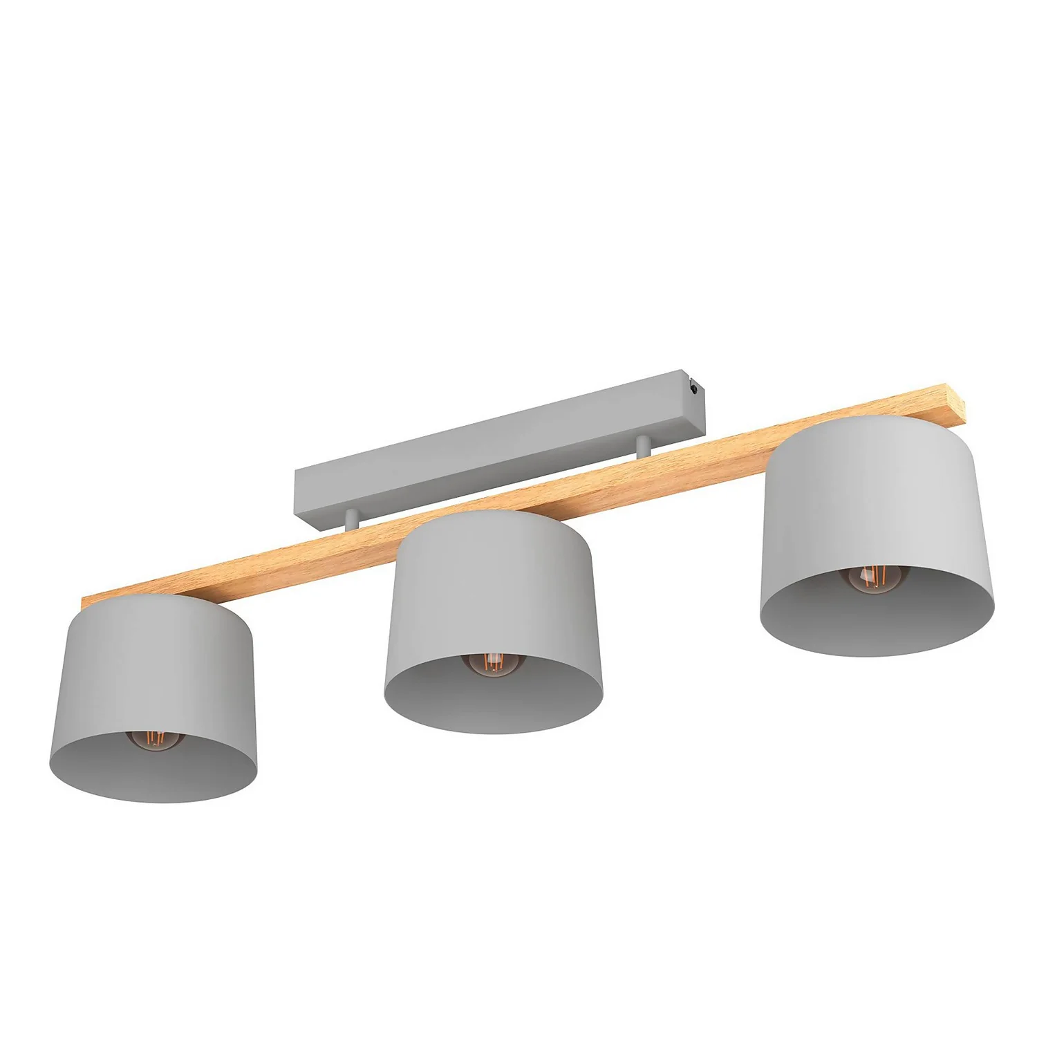 Eglo Mariel 3 Lamp Flush Ceiling Light - Grey & Wood 4 Eglo Mariel 3 Lamp Flush Ceiling Light - Grey & Wood - Image 2