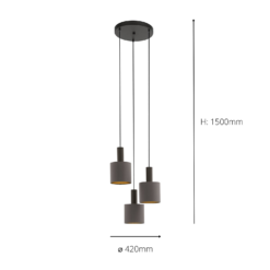 Eglo Concessa 1 3 Lamp Pendant Ceiling Light - Cappuccino & Gold 11 Eglo Concessa 1 3 Lamp Pendant Ceiling Light - Cappuccino & Gold -Chic Lighting Store 14302962 2135038224304077