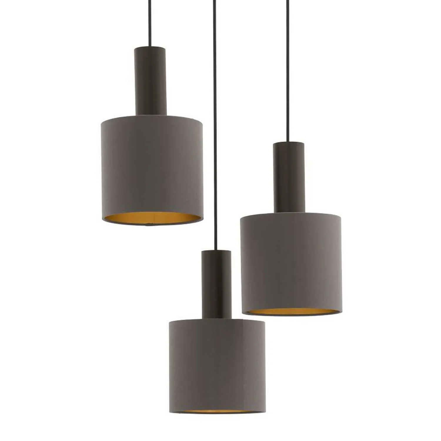 Eglo Concessa 1 3 Lamp Pendant Ceiling Light - Cappuccino & Gold 6 Eglo Concessa 1 3 Lamp Pendant Ceiling Light - Cappuccino & Gold - Image 4