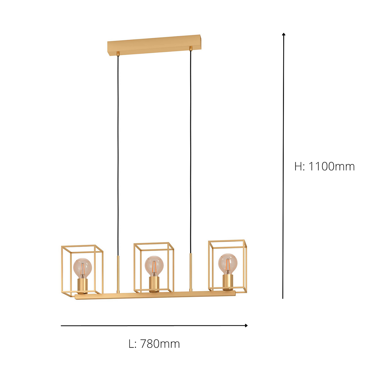 Eglo Cumiole 3 Lamp Diner Bar Light - Gold 6 Eglo Cumiole 3 Lamp Diner Bar Light - Gold - Image 4