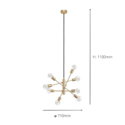 Eglo Gradoli 1 8 Lamp Pendant Ceiling Light - Brushed Brass -Chic Lighting Store 14302964 1085038223634270