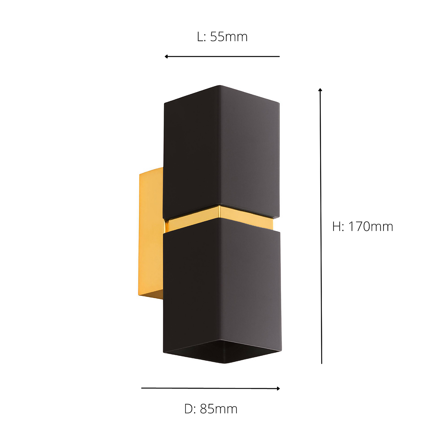 Eglo Passa Wall Light Square - Black & Gold 6 Eglo Passa Wall Light Square - Black & Gold - Image 4
