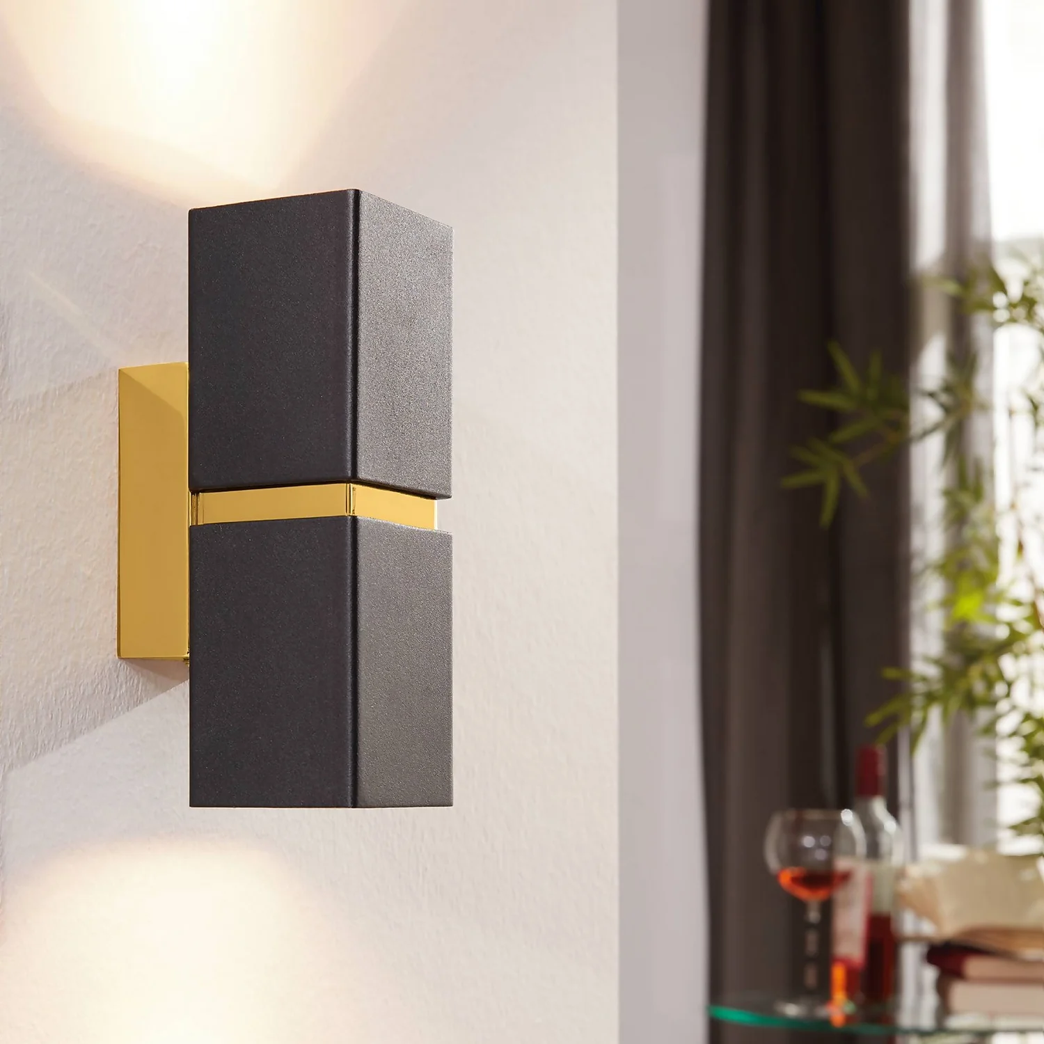 Eglo Passa Wall Light Square - Black & Gold 3 Eglo Passa Wall Light Square - Black & Gold